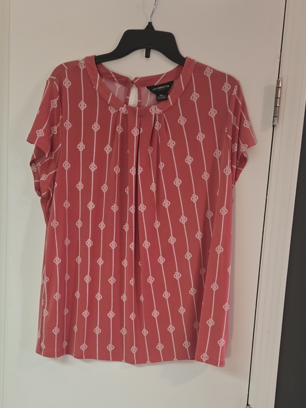 Liz Claiborne Dusty Rose Short-Sleeve Printed Blouse